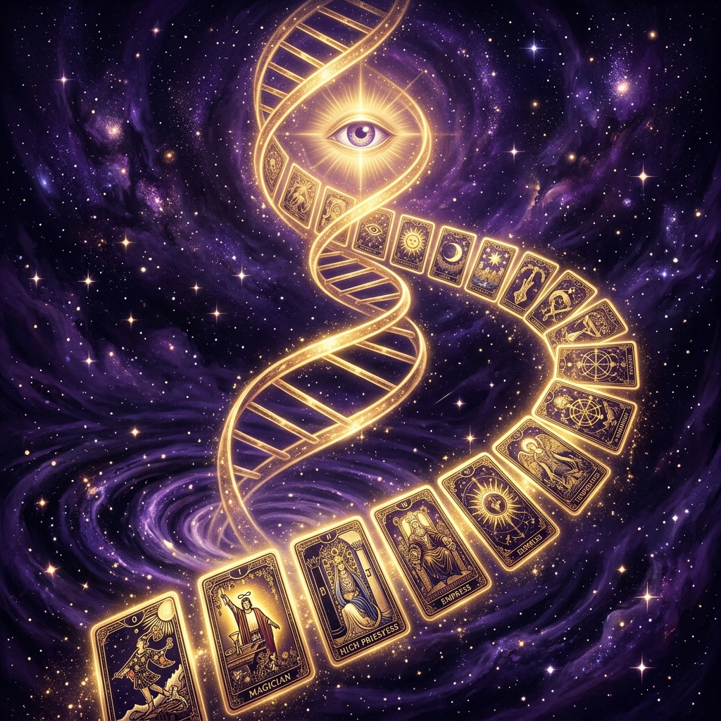 Ilustración esotérica profesional sobre: por qué el tarot evolutivo es el futuro de las consultas telefónicas. Guía visual para tarotistas y videntes profesionales.